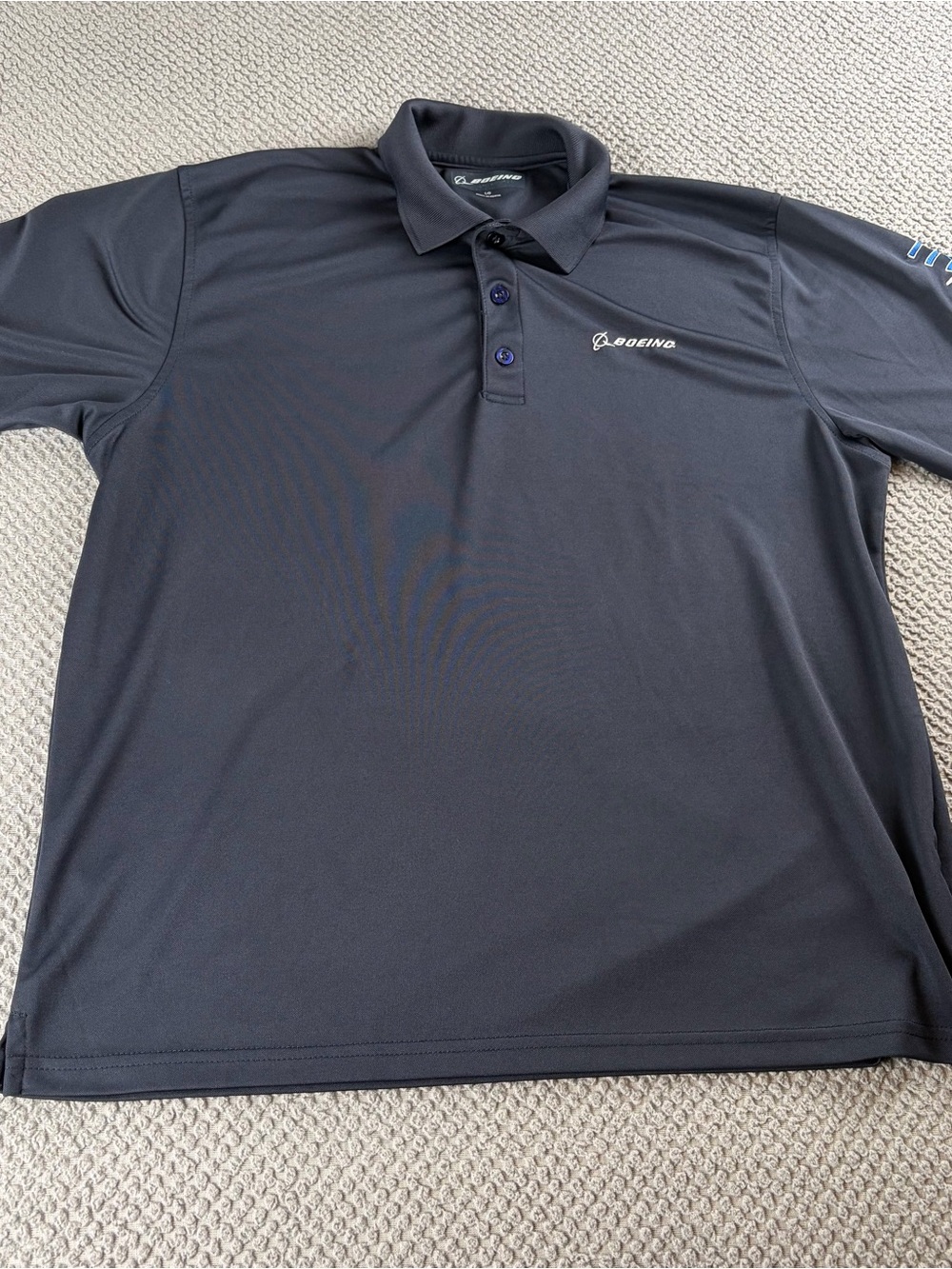 Boeing Men’s Dark Navy Polo Shirt large 777 embroidered